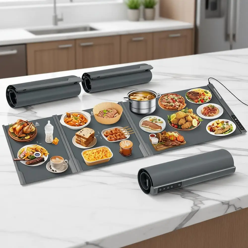 Extra Large Warming Mat, 54 x 16 Extra Long Silicone Electric Heating Food Warmer with 7 Temperature Settings and 1-4 Hour Timer