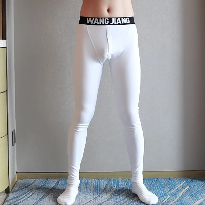 

Осенние и зимние мужские термоштаны из чистого хлопка, тонкие кальсоны, облегающие леггинсы со средней талией и открытым ртом, свободные морозостойкие леггинсы