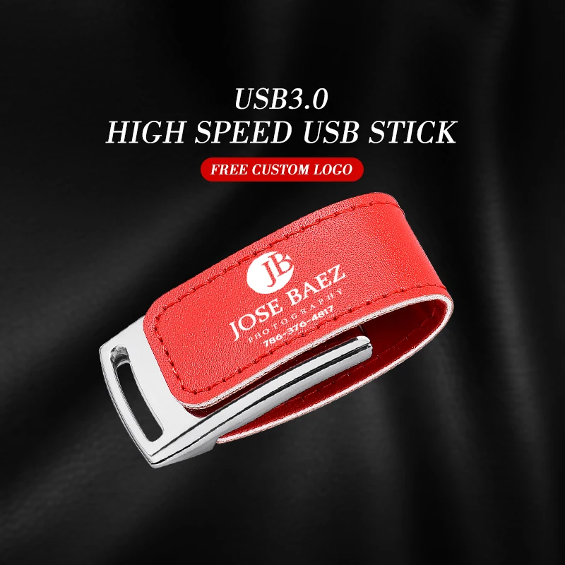 사진 스튜디오 가죽 USB 3.0 플래시 드라이브, 무료 커스텀 로고 메모리 스틱, 128GB, 64GB 고속 펜 드라이브, 32GB 결혼 선물