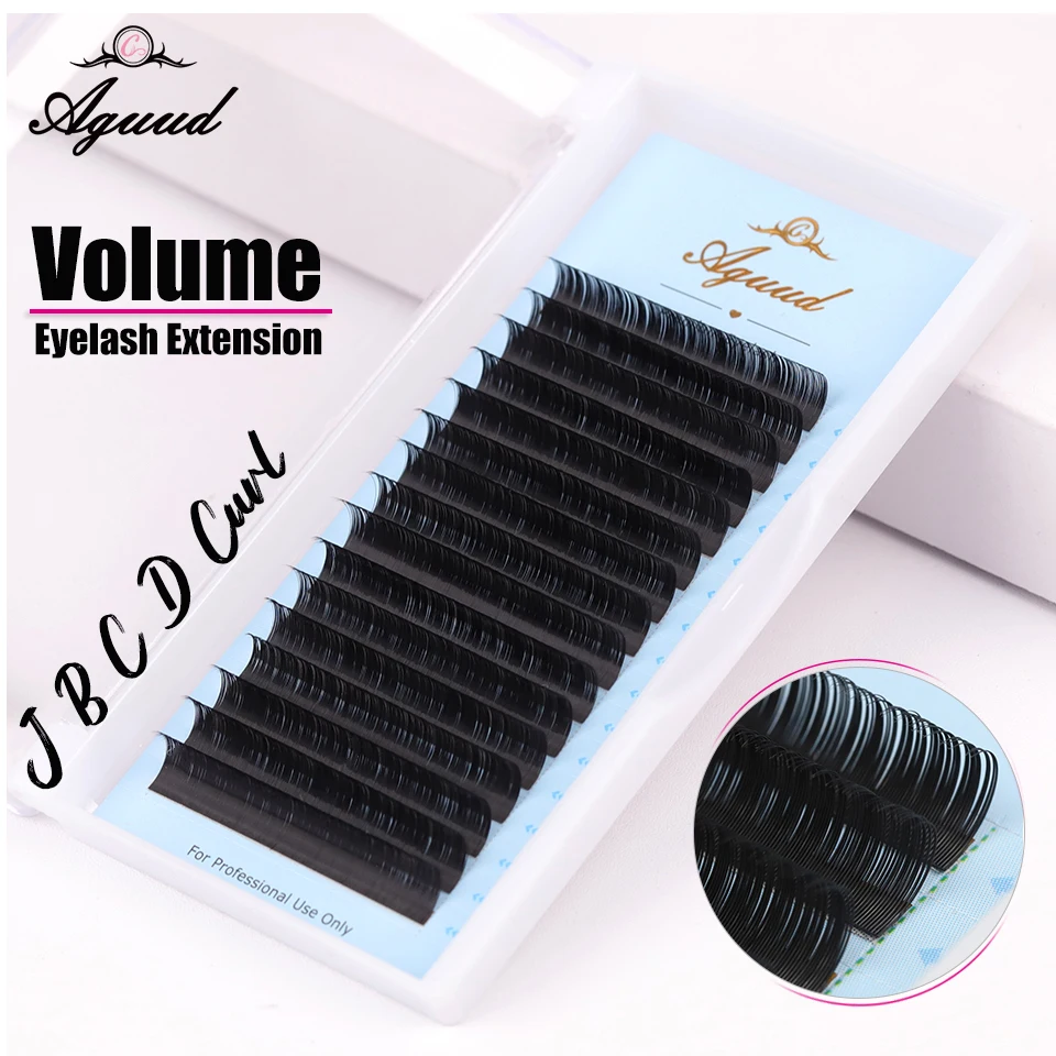 

AGUUD 16Rows Russian Volume Individual Eyelash Extension Lashes J B C D Curl Silk False Mink Eyelash Professional Makeup Cilios