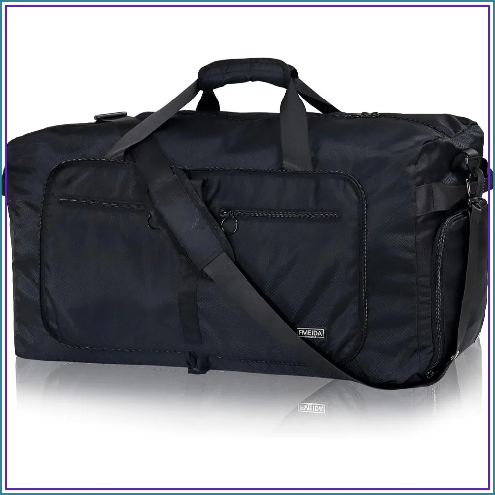 

65L Duffle Bag with Shoes Compartment, Foldable Travel Duffel Bags, Large Packable Travel Bag Water Repellent & Tear Resistant