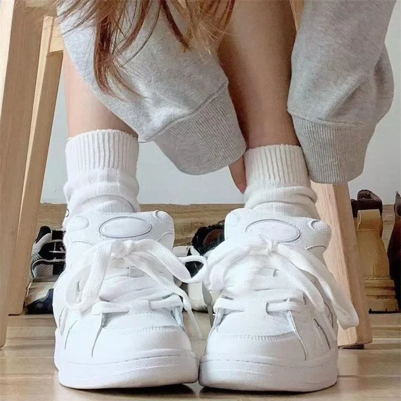 Women's Retro Chunky Sneakers 2026 Spring Lace-Up PU Leather Breathable Casual Streetwear Platform Flat Shoes for Ladies image 3