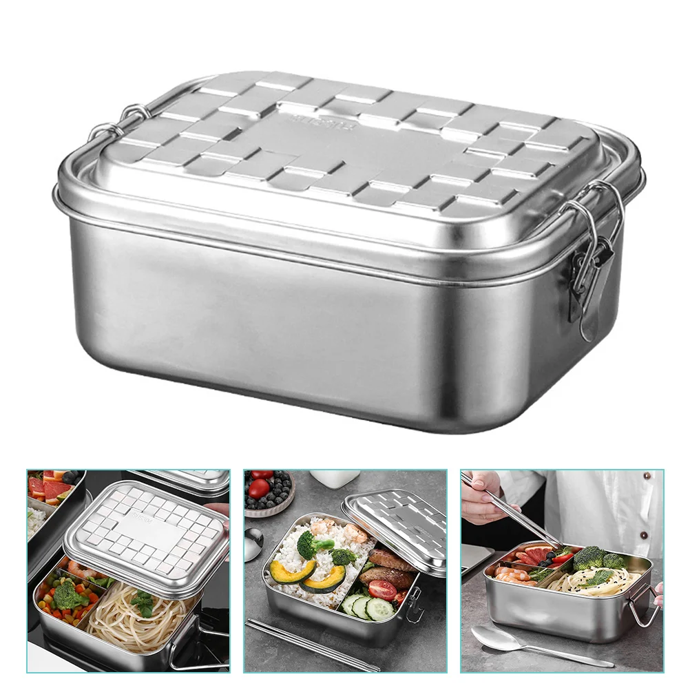 

304 Stainless Steel Lunch Box Small Size Portable Bento Container Rectangle Food Storage Box for Home Office School Picnic