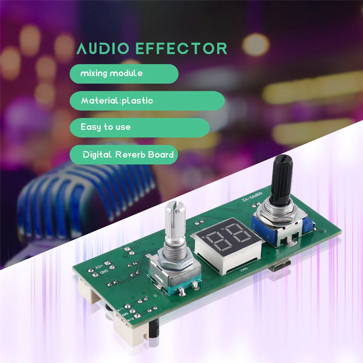 DSP Digital Reverberation Karaoke Reverb Board KTV Mixer Effector Anti-Whistling Module Multi-Sound Effects