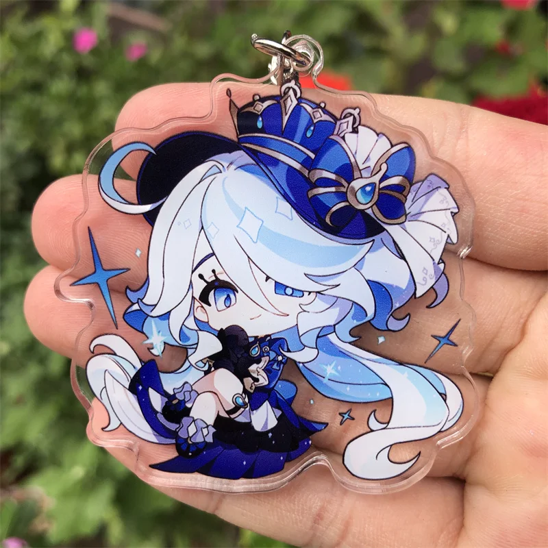 Genshin Impact Clorinde Neuvillette Sigewinne Navia Freminet Keychain Anime Game Accessories Backpack Pendant Prop Badge