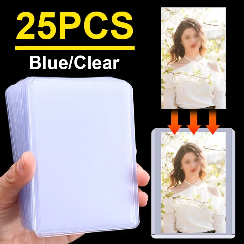 

25-1Pack Blue/Clear Idol Photocard Protector 35PT Hard Plastic Card Sleeves Holder for Baseball Sports Trading Cards