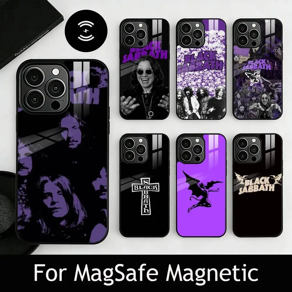 

B-Black S-Sabbath Heavy Rock Phone Case For iPhone17,16,15,14,13,12,11 Plus,Pro Magnetic For Magsafe Wireless Charging