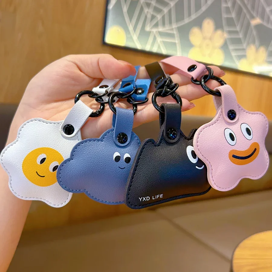New cartoon leather weather expression keychain couple student cute bag packaging decoration pendant
