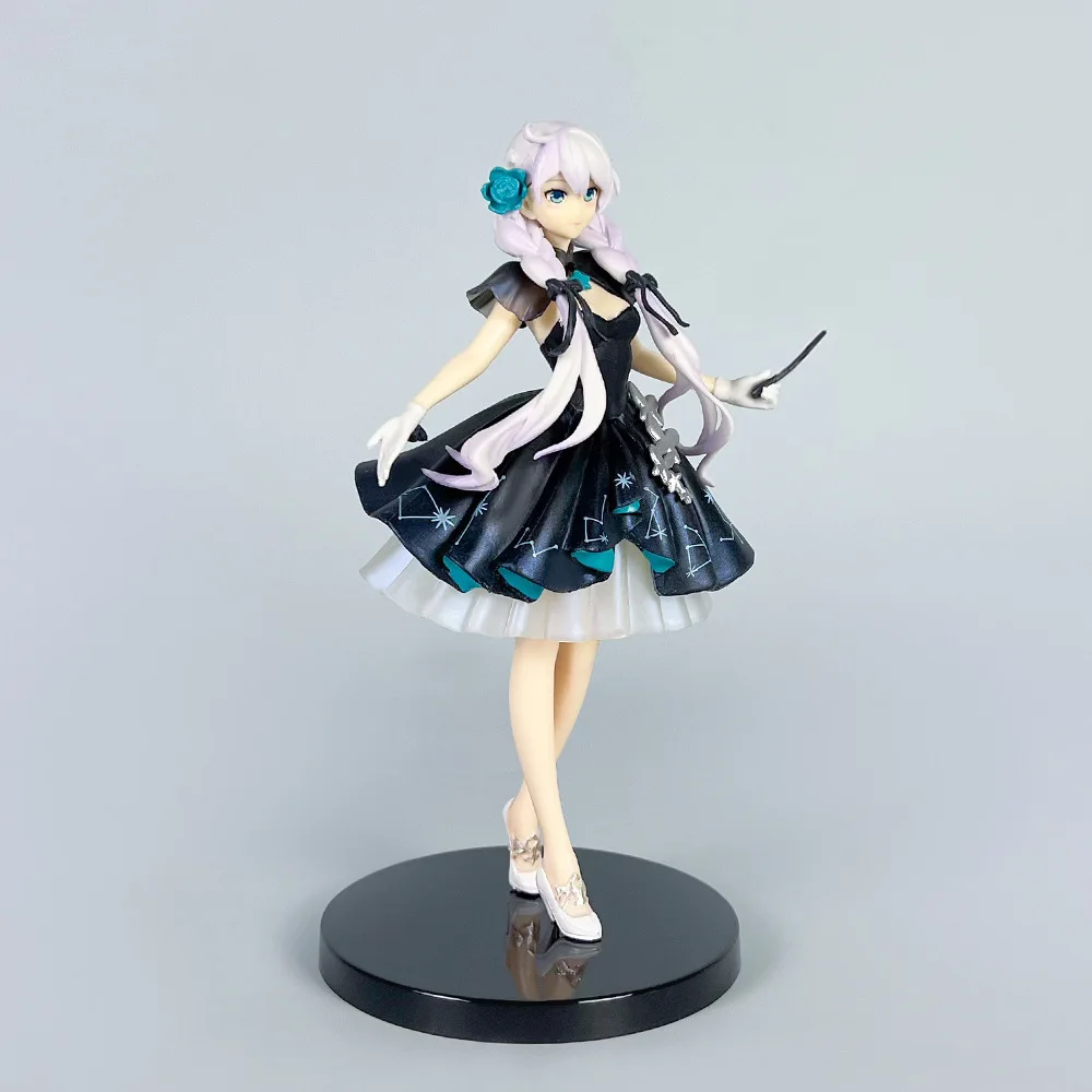 

Beautiful young girl Saint Night Kiana commands a symphonic poem. Game-related figure model of a handcrafted statue.