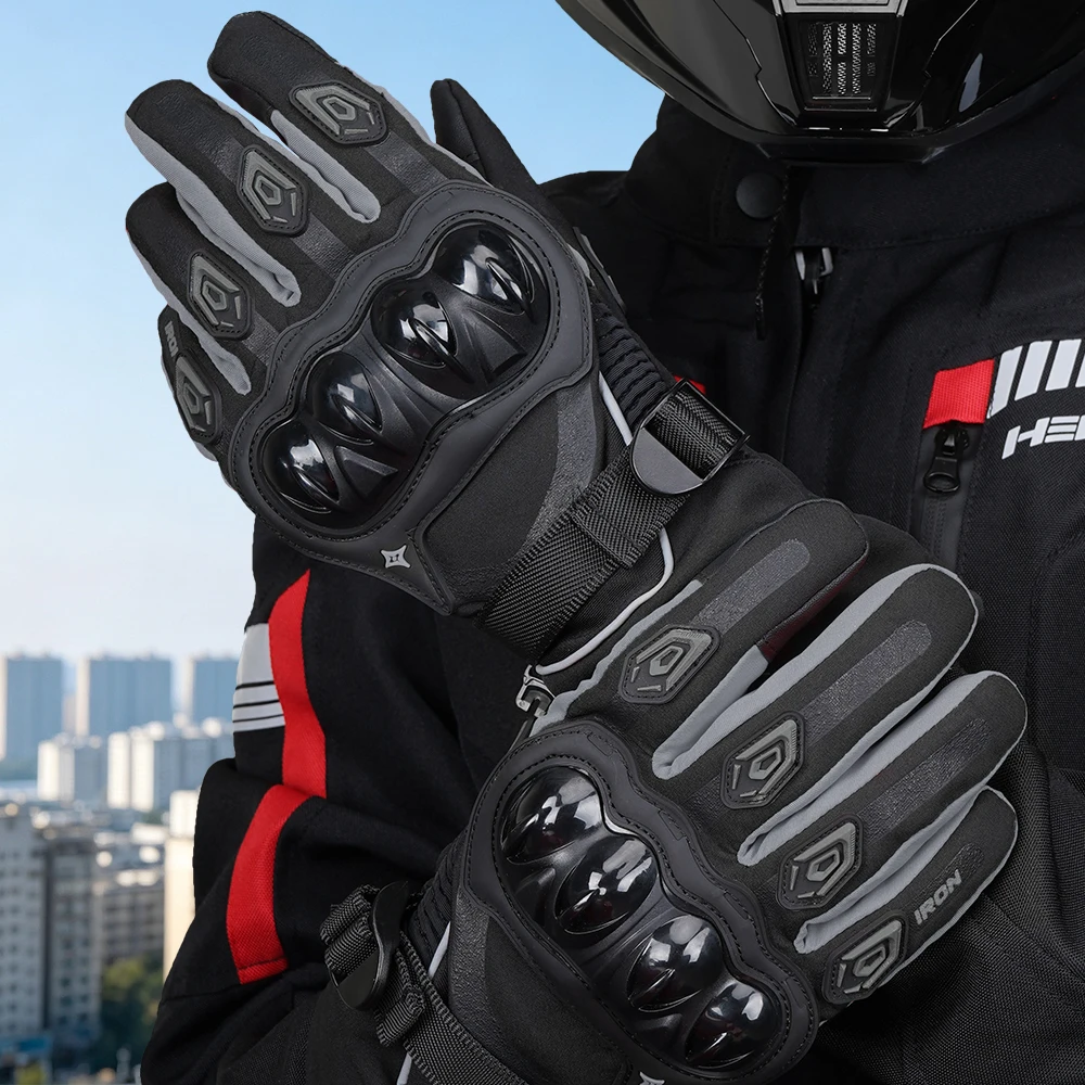 Motorcycle Gloves Touch Screen Motorbike Full Finger Winter Warm Thermal Windproof Protective Motocross Riding Anti-Slip