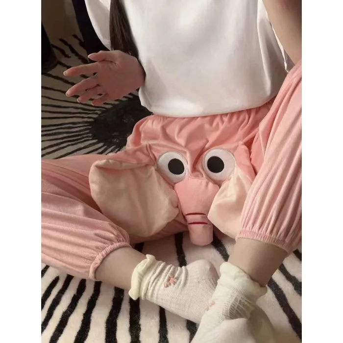 Divertenti pantaloni con naso di elefante Coppia Cosplay Cartoon Pantaloni estivi naso per uomini e donne Pantaloni da notte carini con elefante volante per la casa