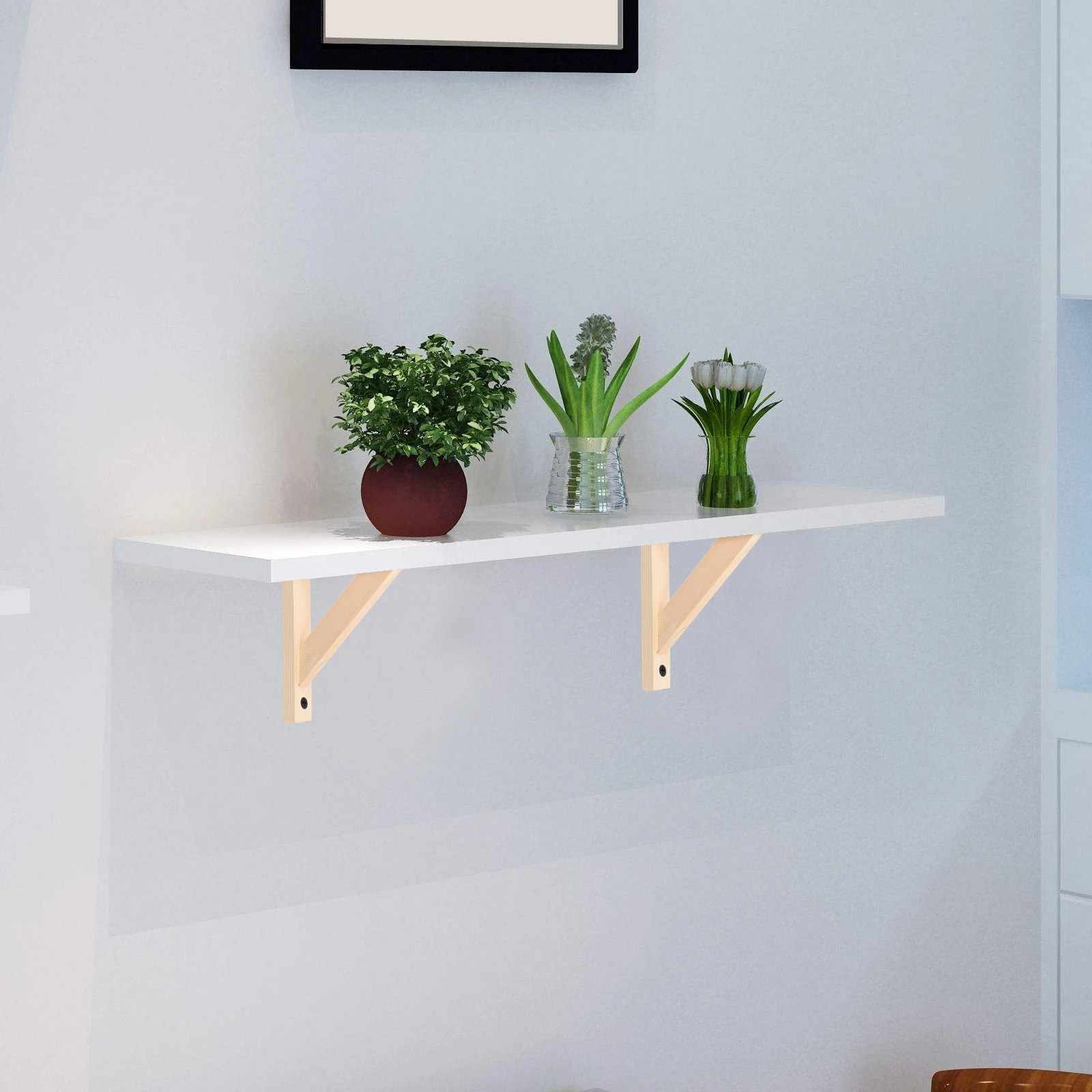 

Solid Wood Triangle Shelf Brackets 18x18cm Thickened Wall Mount Floating Shelves Support Sturdy Durable Easy Install Wooden