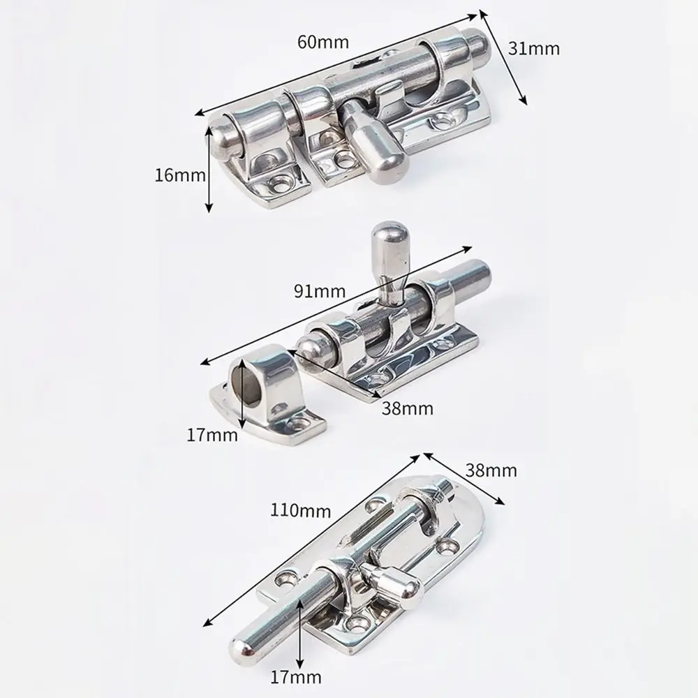 

Stainless Steel Marine Gate Lock Thickened 60/90/110MM Slide Barrel Bolt Clasp Hardware Durable Boat Door&Window Lock Barn Door
