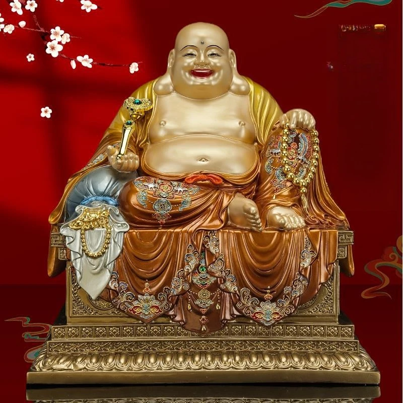 Taiwan colored copper ornament Maitreya Buddha statue