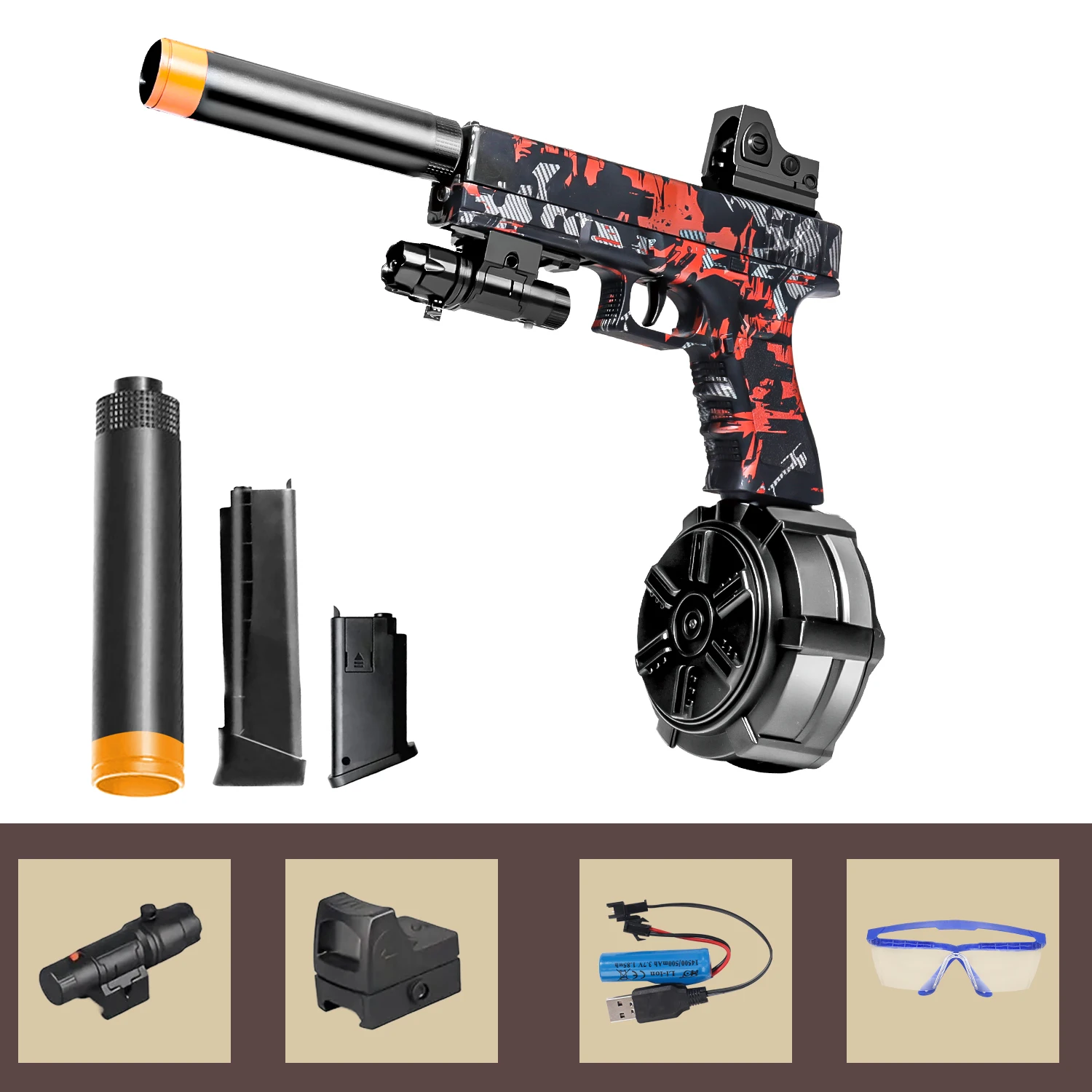 Pistola elettrica a gel! Pistola giocattolo, giocattoli con palline antispruzzo automatici e completamente automatici, blaster elettrico per esterni, tiro con proiettili in gel, sui