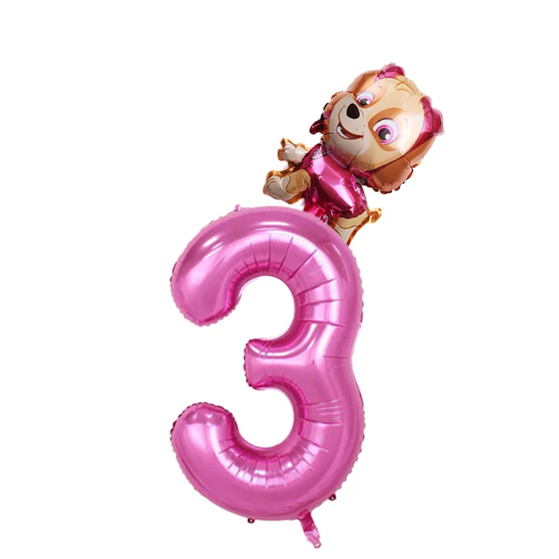 Cartoon paw patrol 32 inches Number Foil Balloons  Chase Skye Rubble Child Birthday Party Decoration Balloon kids toy view 4