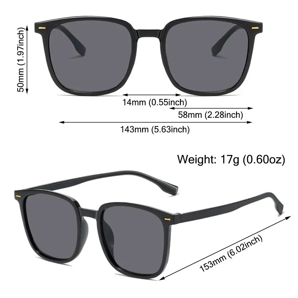 Gafas de sol con protección UV400 para hombre, lentes de sol de color marrón té, estilo callejero y de viaje, con montura cuadrada, para conducir, Unisex, 2024