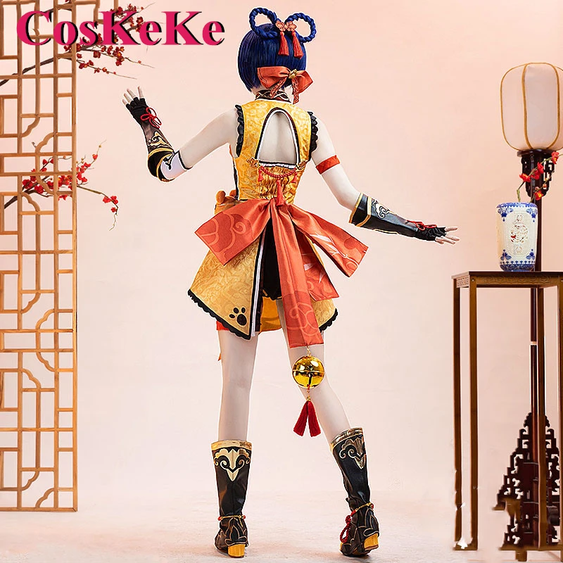 CosKeKe Xiangling Cosplay Costume Game Genshin Impact Sweet Lovely Unifrom Dress Women Halloween Anime Party Role Play Clothing