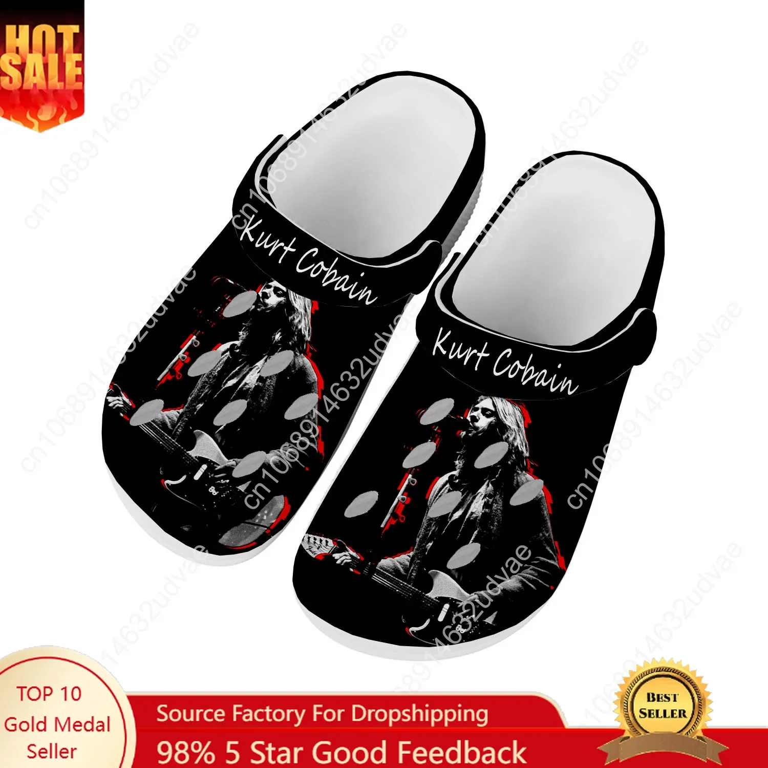 

Kurt Cobain Water Shoes Mens Womens Comfortable Fashion Home Garden Clogs Customizd Sandals Beach Breathable Hole Slippers