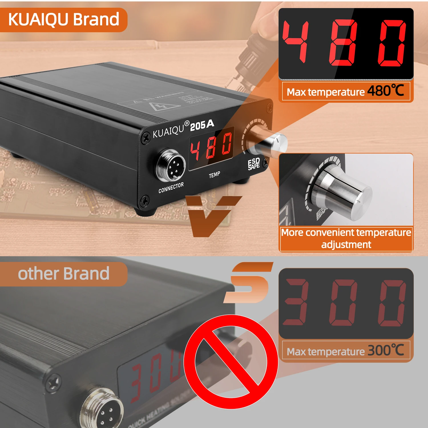 205A Lead Free Digital Soldering Station Hot Air Welding Soldering Iron Rework Tools Temperature Controller T12-K Iron Tips