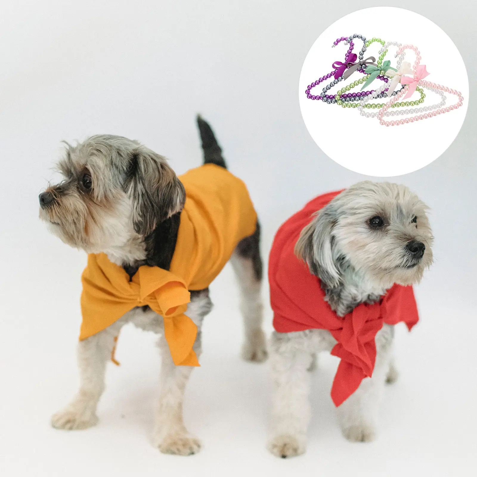 5Pcs Pet Clothing Hanger Pearl Appearance Bowknot Design Strong Structure Non Deformable Compact Pet Clothes Rack for Dogs Cats