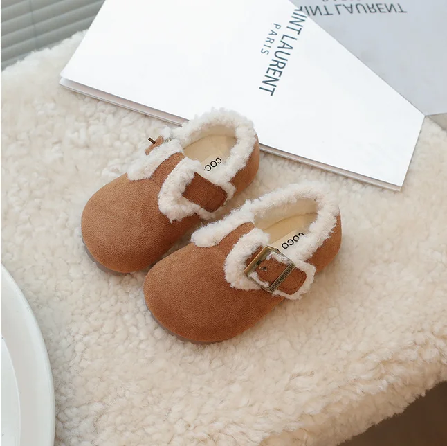 2024 New Children's Cotton Shoes Soft Bottom Winter Shoes for Girls Korean Style Versatile Kids Causal Shoes Non-slip Hook Loop