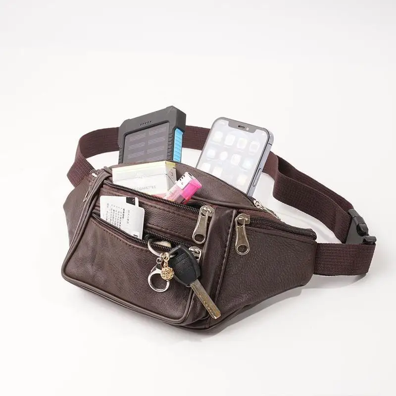 Herren-Gürteltasche aus PU-Leder, Hüfttasche, Kunstleder-Bauchtasche, modische, luxuriöse kleine Umhängetasche für Männer – Detail 22