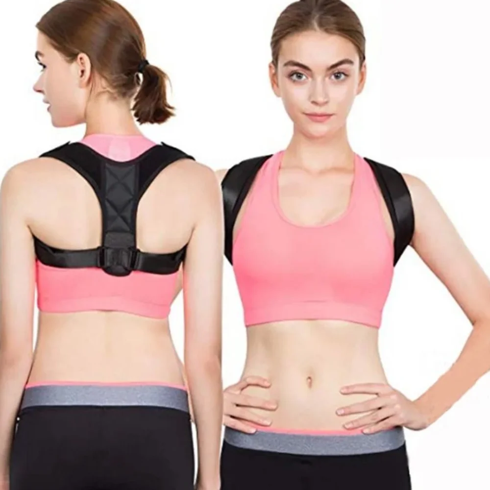 Polyester Back Straightener Full Back Breathable Back Posture Corrector Black Adjustable Upper Back Brace Beauty