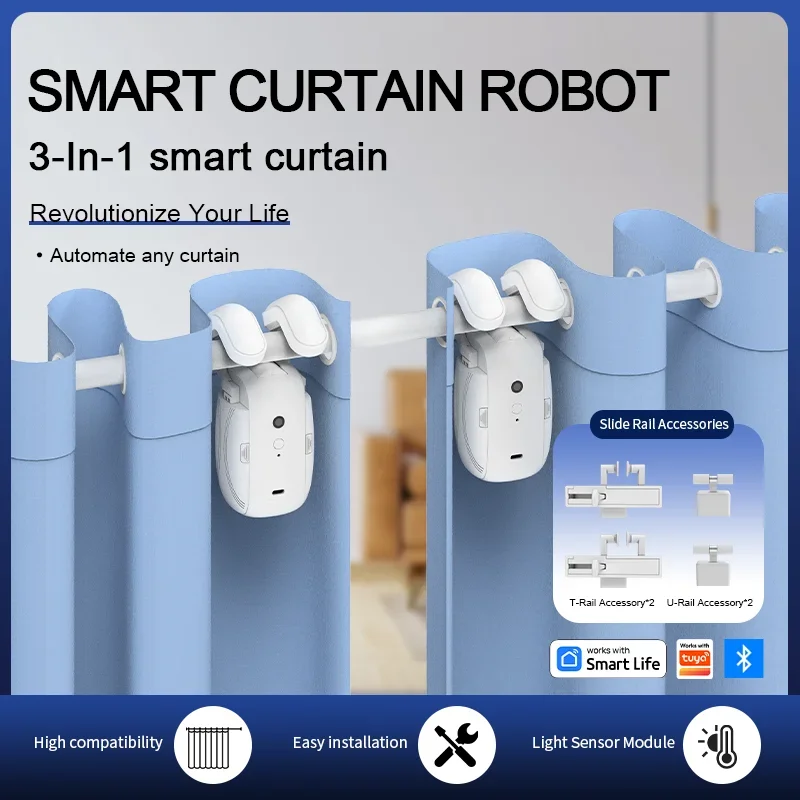 Smart Bluetooth Curtain Robot Short Distance Direct Connect Electric Curtain Robot Wireless Automatic Window Driver Home Bedroom