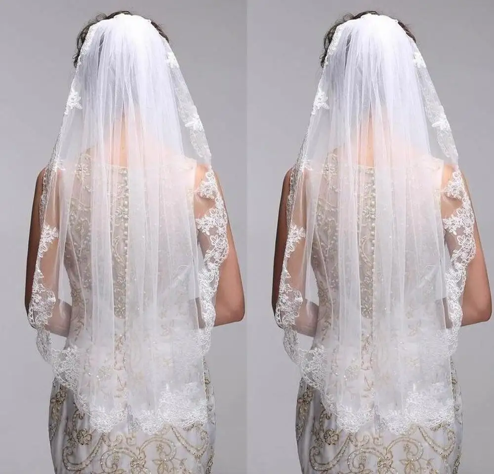 New Single Layer Lace Bride Veil Korean Wedding Dress Headwear With Hair Comb