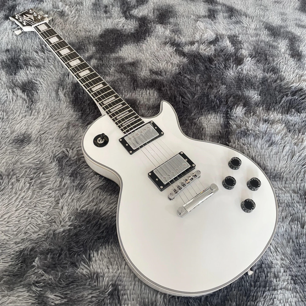 High-quality custom-made  electric guitar white body rosewood fingerboard inlaid real shell silver-white knobs