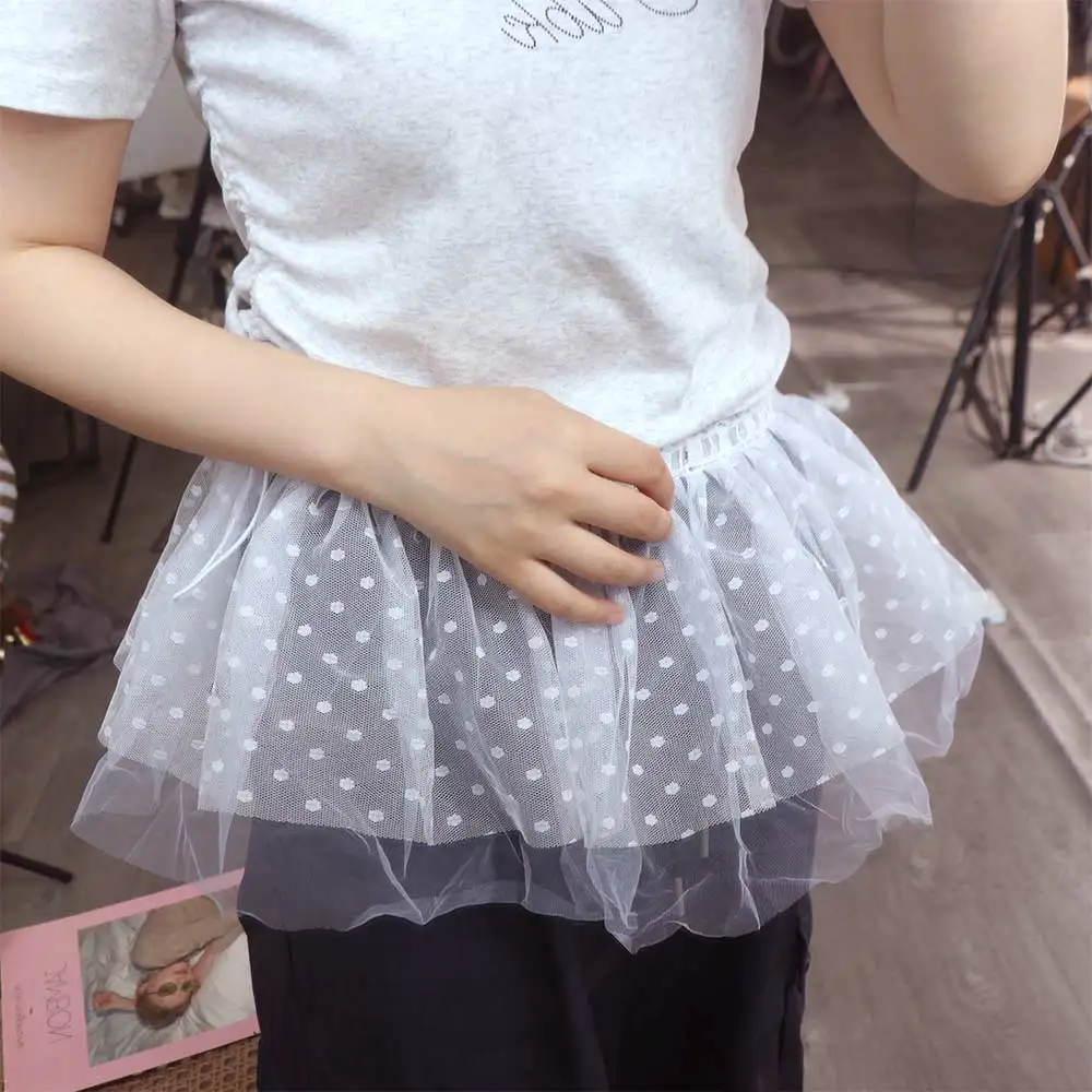 Minifalda de encaje dulce Y2k, falda corta de gasa de estilo coreano, falda con cortina a tope, falda con borde con volantes de Lolita para niña