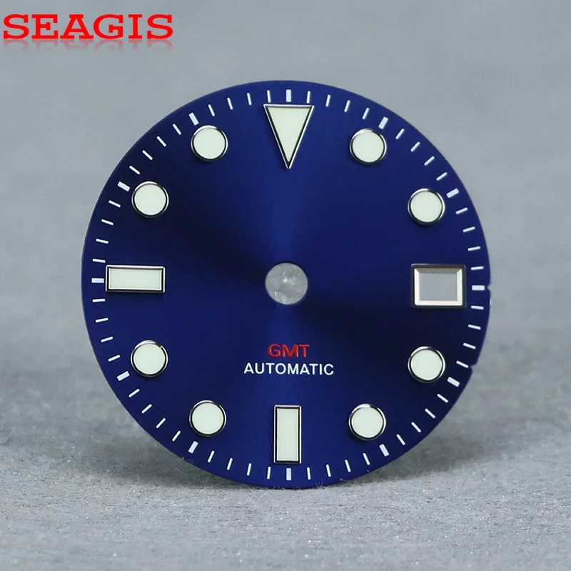 SEAGIS NH34 dial  28.5mm Sunburst Dial YM index  GMT  dial  skx007 BGW9 C3 lume No Logo