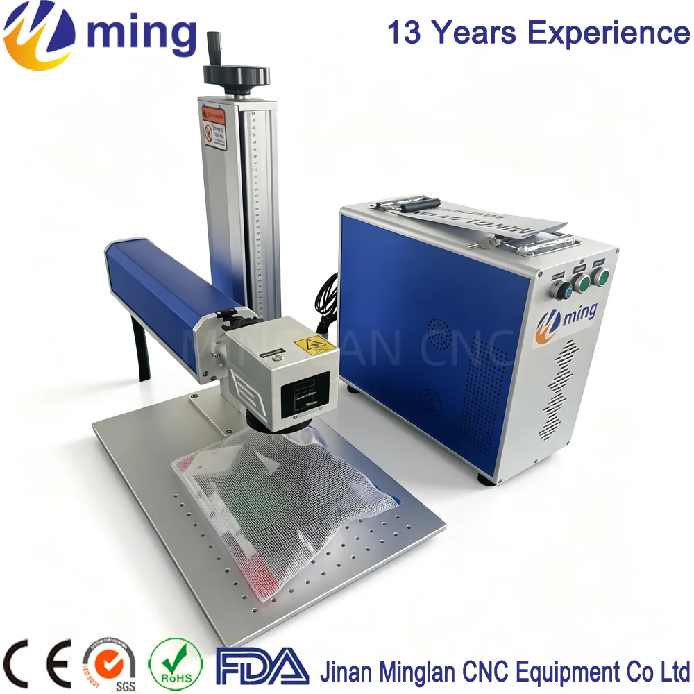 60W Fiber Laser Marking Machine For Stainless Steel QR Code Text Marking Electric Lifting Focus