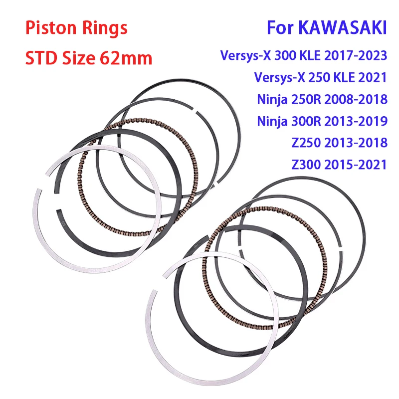 

STD 62mm Motorcycle Piston Ring Kit For KAWASAKI Ninja 300 300R 250R SE Versys X 250 KLE250 KLE300 Z300 Z250 KLE Z 300 250 R