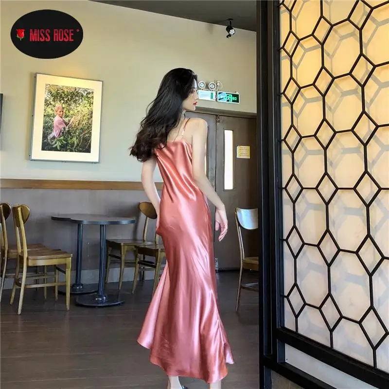 

Women Luxury Long Maxi Dress Satin Silk Vestidos Night Dating Party Cocktail Celabrating Sundress Sexy Dress Club Vacation Dress