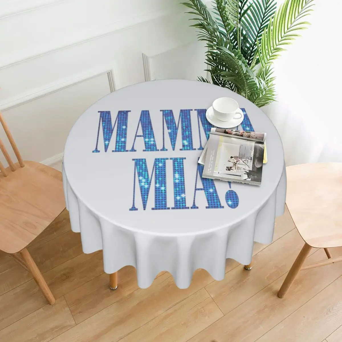 Mamma Mia -disco Waterproof Round Tablecloth Oilproof Table Cloth for Kitchen Events Dining Table Cover 60 inch