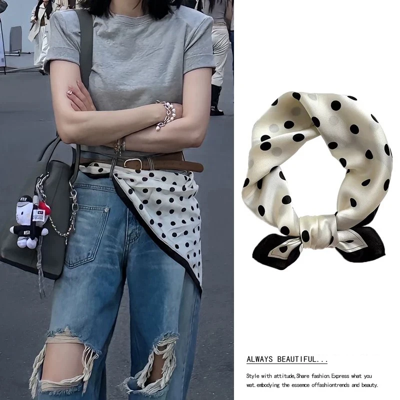 

Simple 70cm Silk Square Scarves Women Satin Bandana Print Scarf Head Band Lady Hair Shawl Wrap Neckerchief