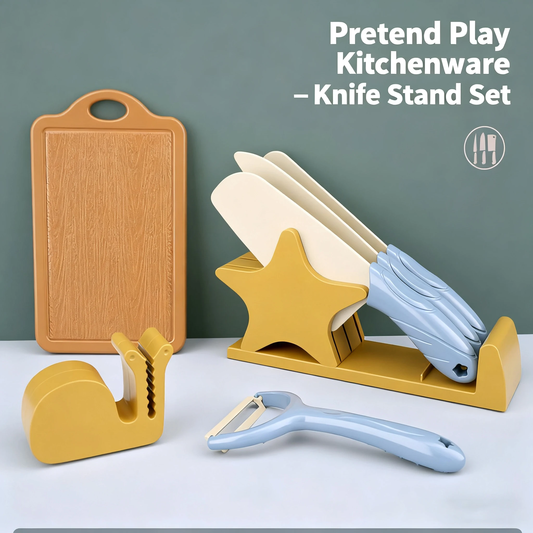 子供用クッキングセット 7点 モンテッソーリキッチンツール 幼児ごっこ遊び 安全なナイフ付きボード 果物や野菜を切れる