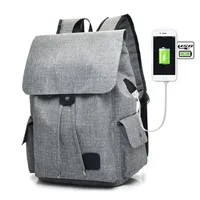 USB Charging Men 15.6inch Laptop Backpack Women Mochila School Casual Laptop Large-capacity Canvas Flap Bag