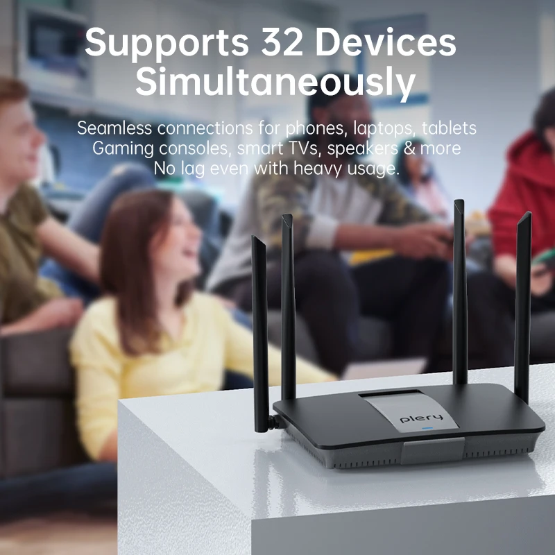 Plery LTE CAT.6 Router 4G 1200Mbps Router Dual-Band WiFi 5.8Ghz/2.4Ghz 4 Antena Kartu SIM 4G Kecepatan Tinggi Mendukung 32 Perangkat