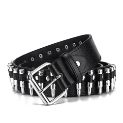 Square Bead Rivet Belt Metal Belt Fashion Men Punk Hardware Jeans Belts Y2K Belt Designer Belt For Male Black Belts