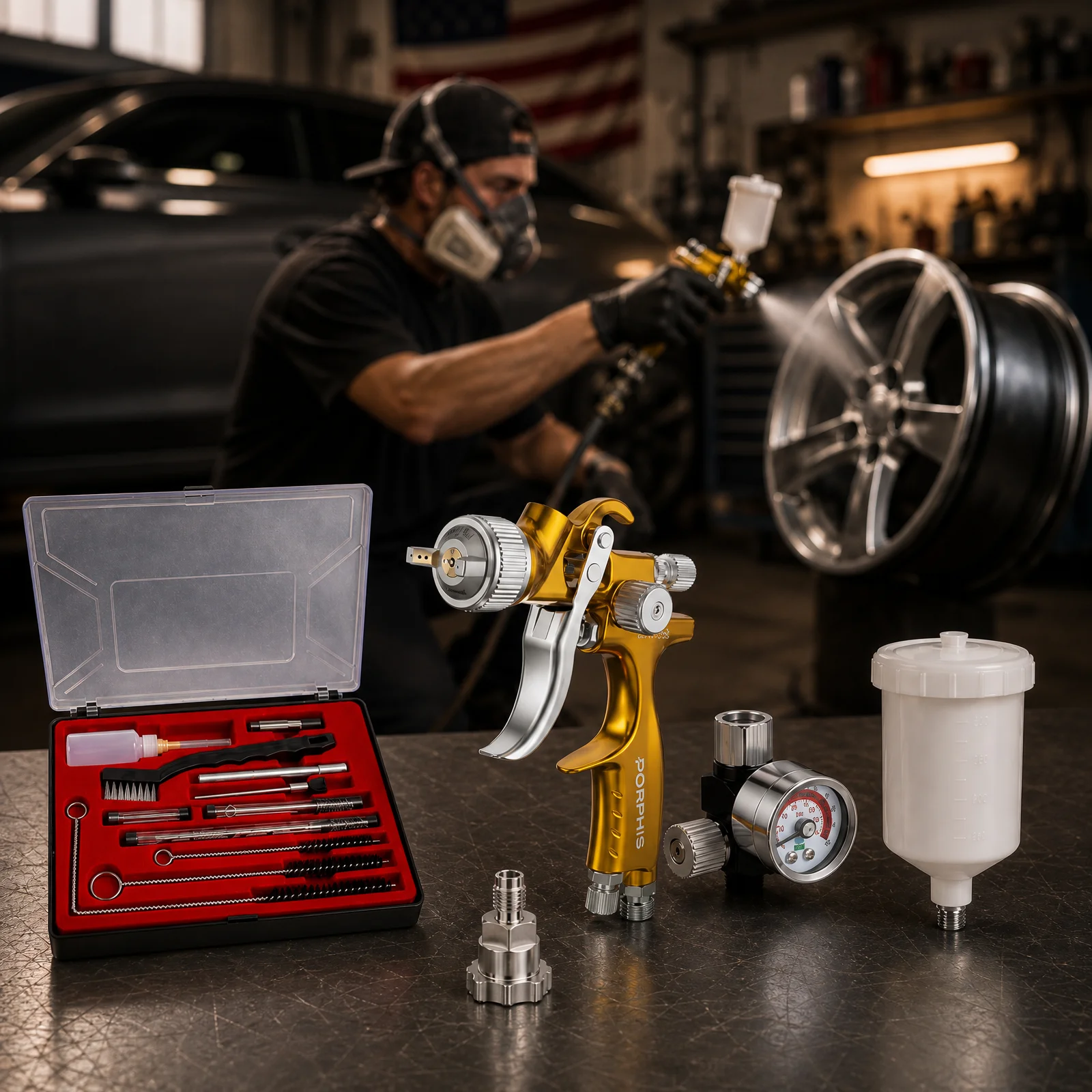 Spray Gun Cleaning Kit - PORPHIS LVLP Spray Gun MPH-338 Mini