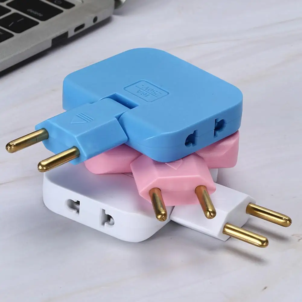 US to EU Plug Adapter 1-to-3 – Converts Single European Outlet to 3, Compact 5.2x6.1x1.8cm