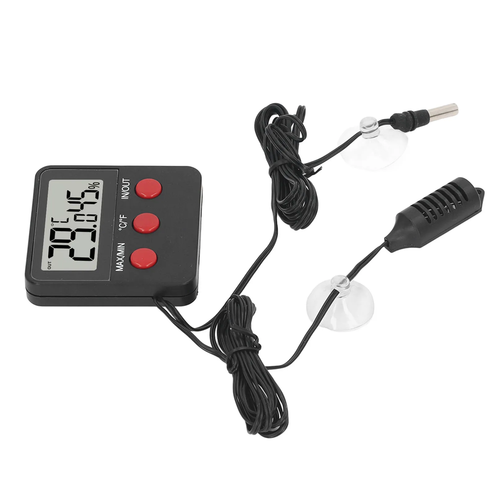 Temperature and Humidity Meter High Sensitivity Digital Hygrometer Monitor 2 External Probes 10-95%RH for Reptile Water