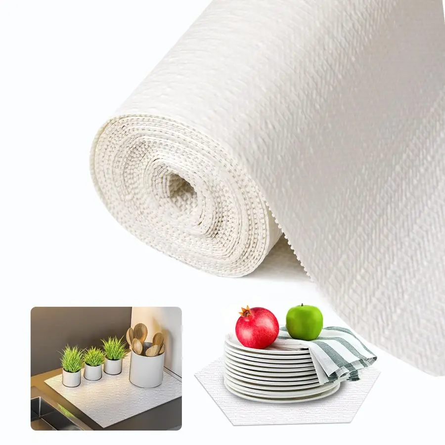 

Shelf and Drawer Liner for Kitchen Cabinet, Non Adhesive Non Slip Shelf Paper Waterproof Washable Thickened for Dresser Pantry S