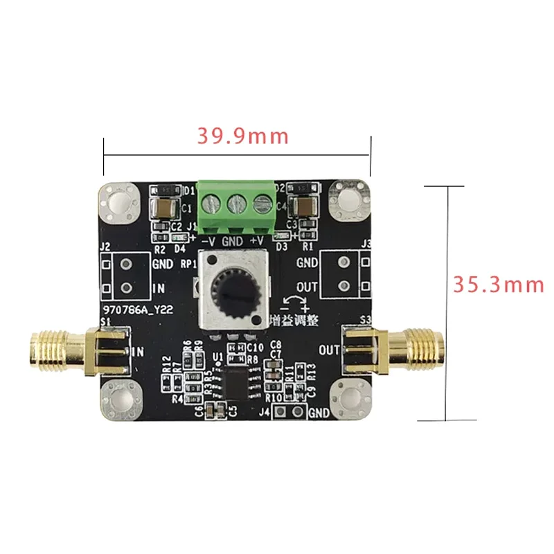 THS3091 High Frequency Op-Amp Module 210MHz Current Feedback Amplifier Board 27Vpp Output Adjustable Gain for Waveform Generator