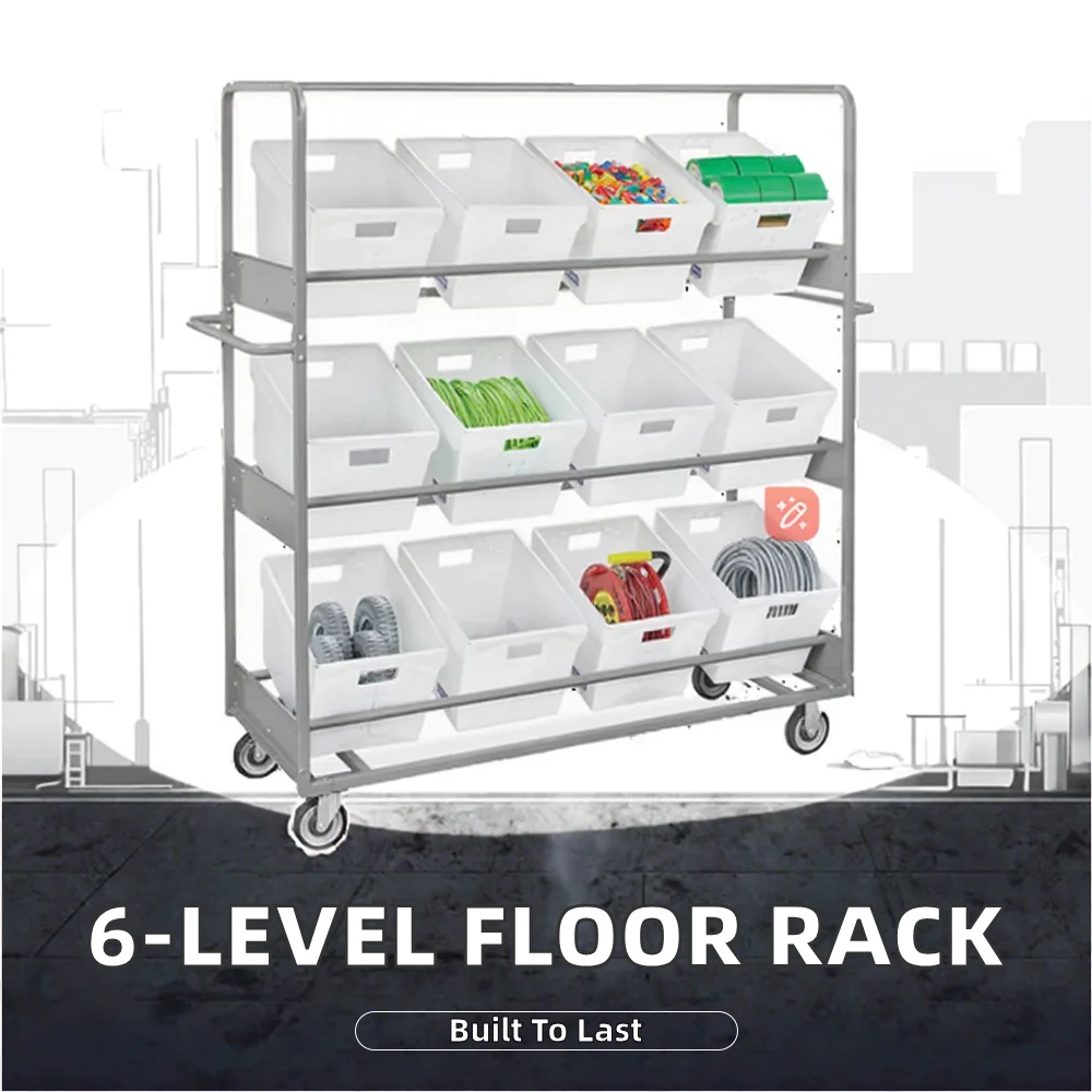 Three-layer lacquered vertical modern metal storage cart for garages