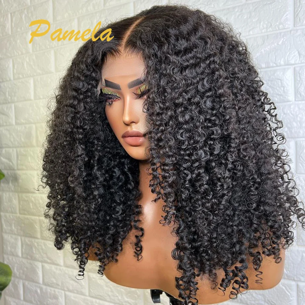 Super Double Drawn Curly Bob Glueless Wig Human Hair Ready To Wear 250% Density 13x4 HD Transparent Lace Frontal Wigs Preplucked