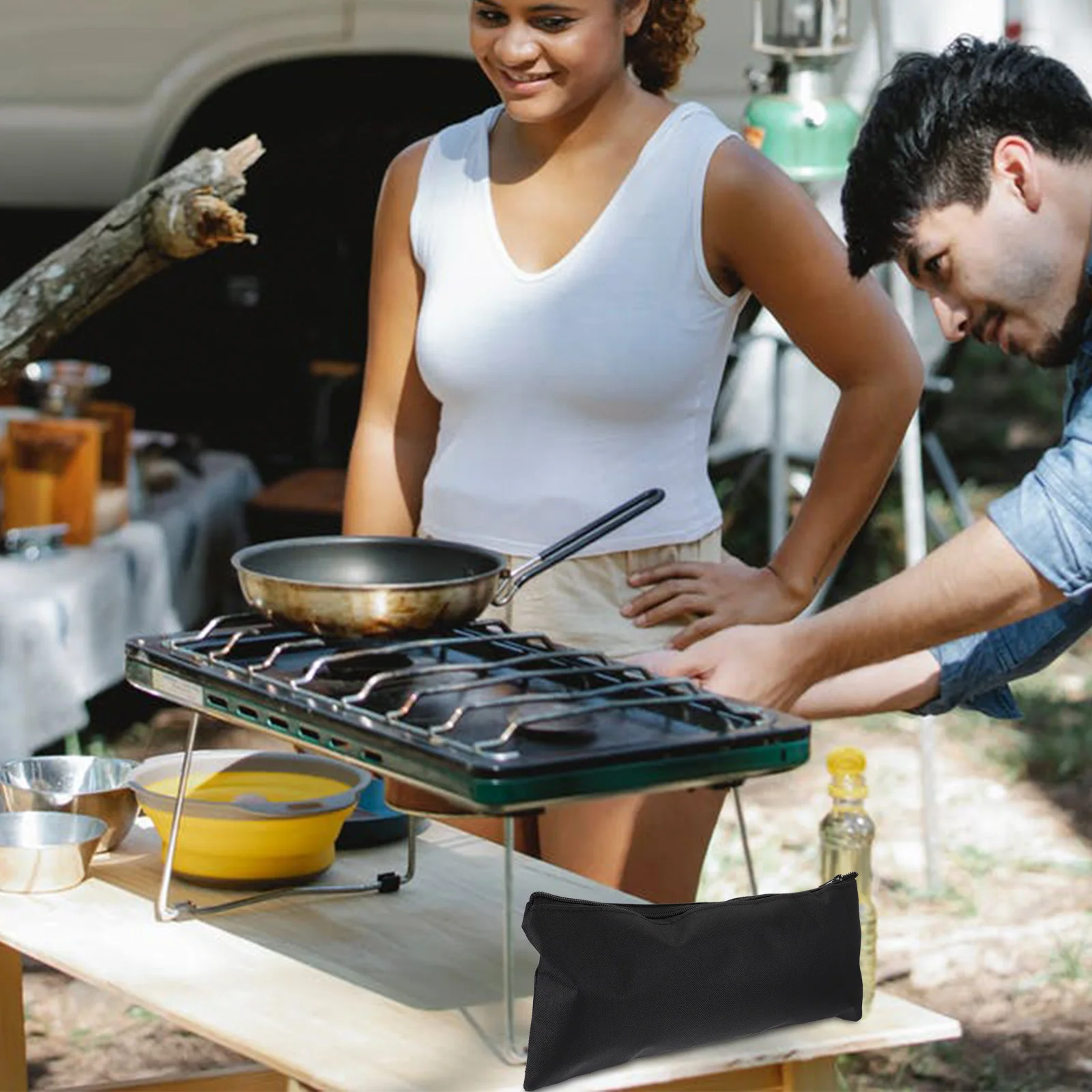 

5Pcs Bbq Tools Storage Bags Premium Canvas Zipper Portable Lightweight Barbecue Tool Holder Pouches Organizer Outdoor Sets